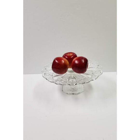 Vintage Cake Stand Clear Glass, Quintec L E Smith, Pedestal Plate, Cup Cake - Picture 1 of 2